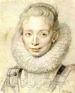 Portrait of a Chambermaid Chalk Baroque Peter Paul Rubens Oil Paintings